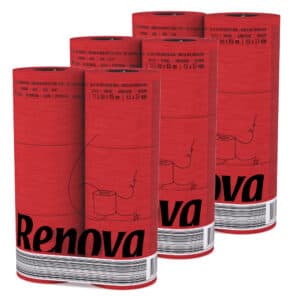 Red Toilet Paper 3-Pack | Renova | 3-Ply Rolls