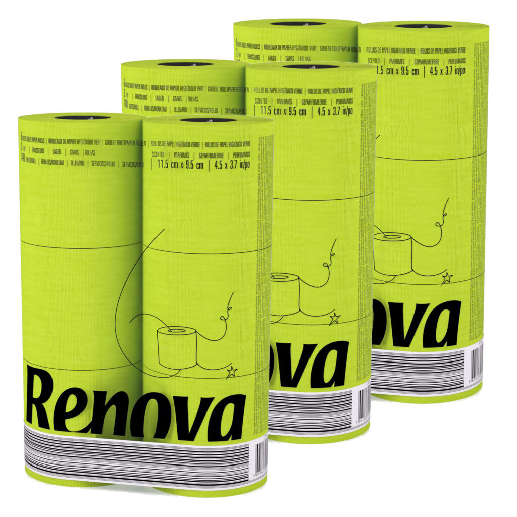 Lime Green Toilet Paper 3-Ply, 6 Rolls, 140 Sheets, 3 Pack