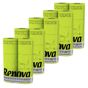 Renova 5-Pack Lime Green Toilet Paper - choose your color and enhance the mood of your toilet - 30 Compact Rolls- 140 Sheets - 3 Ply - Eco-label Certified - Septic System Safe