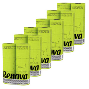 Renova 6-Pack Lime Green Toilet Paper, 6 Rolls per pack - 140 Sheets per Rolls - 3 Ply - Eco-label Certified - Dermatologically Tested - Septic Safe - Sustainable & Luxuriously Soft - Enhance your Home or Office Experience