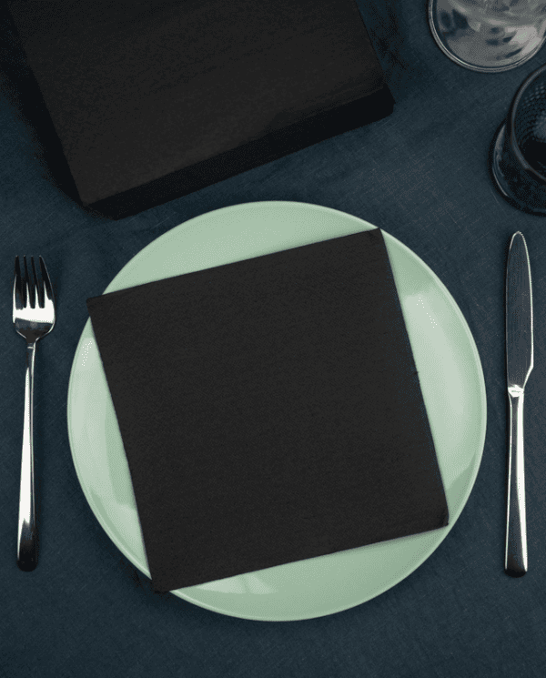 Paquete de las servilletas del almuerzo negro | Renova | 40 servilletas | 2 capas