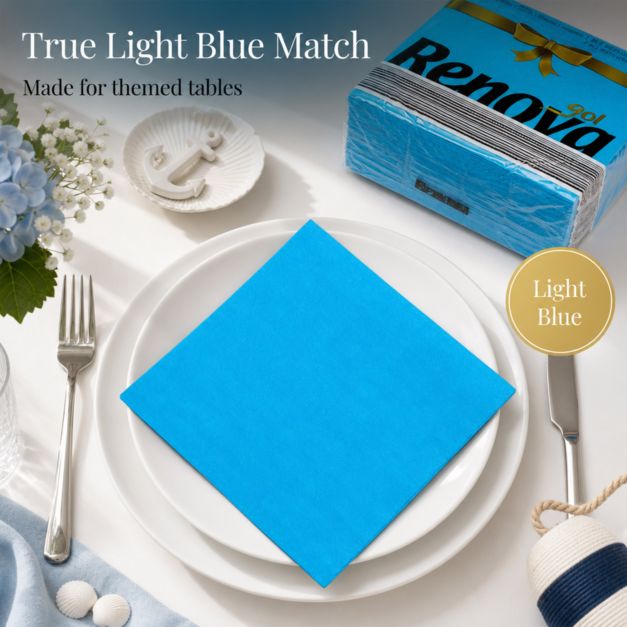 6-Light-Blue-Nautical-Table-Napkins-Coastal-Theme