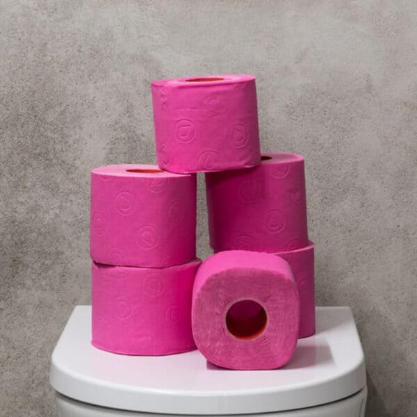 Papel higiénico rosa jumbo 5 paquete | Renova | Rollos de 3 capas