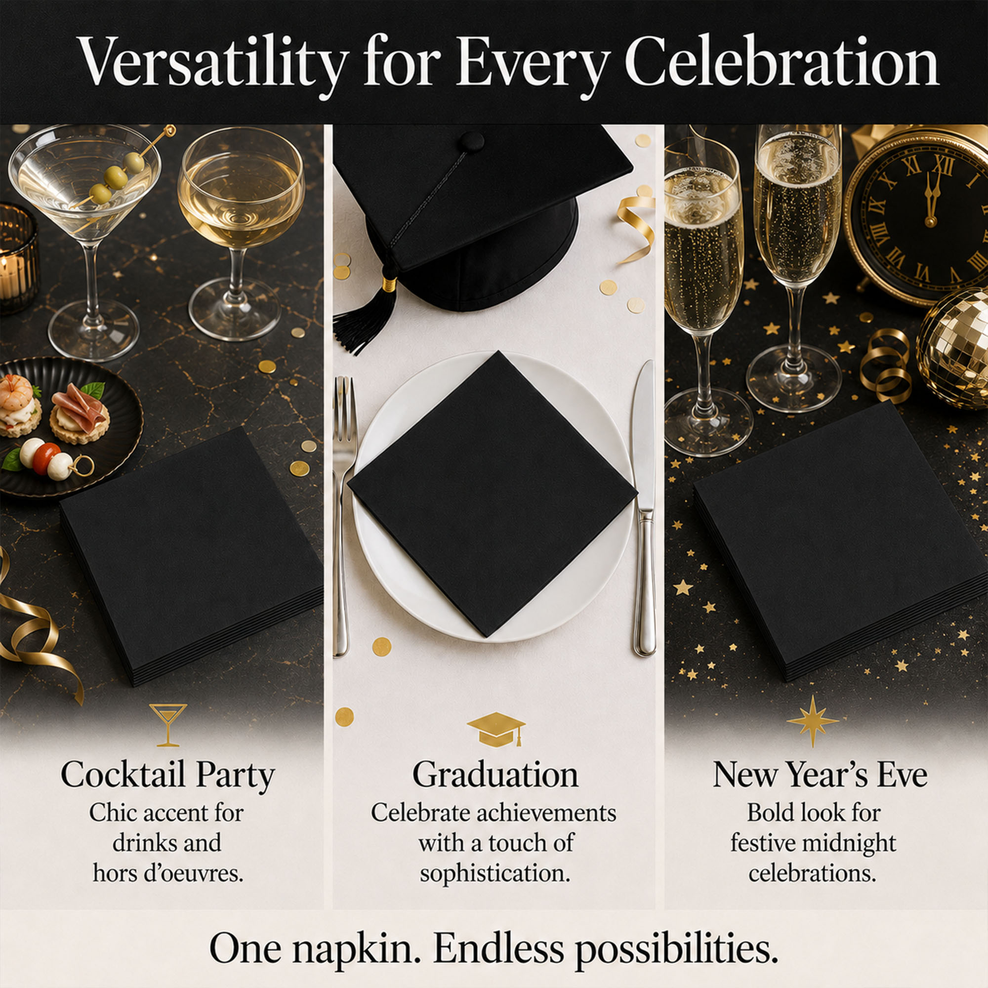 9-Black-Party-Serviettes-Cocktail-Graduation-Celebration