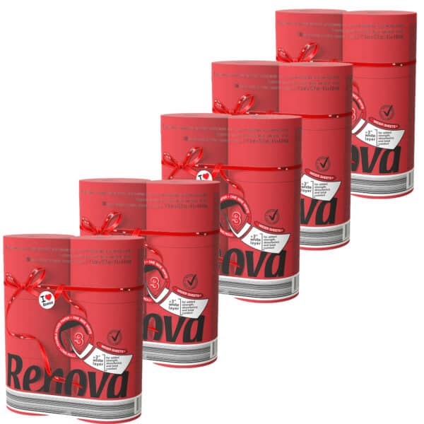 Red Toilet Paper Jumbo 5-Pack | Renova | 3-Ply Rolls