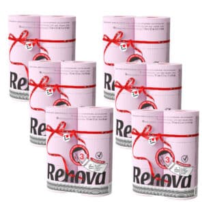 Light Pink Toilet Paper Jumbo 6-Pack | Renova | 3-Ply Rolls