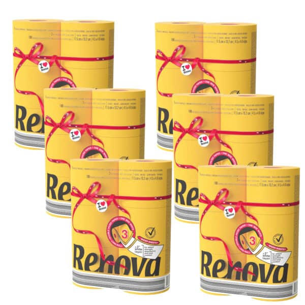 Yellow Toilet Paper Jumbo 6-Pack | Renova | 3-Ply Rolls
