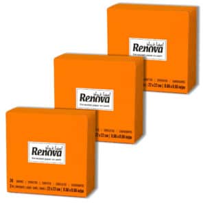 Orange Cocktail Napkins 3-Pack | Renova | 30 Napkins | 2-Ply