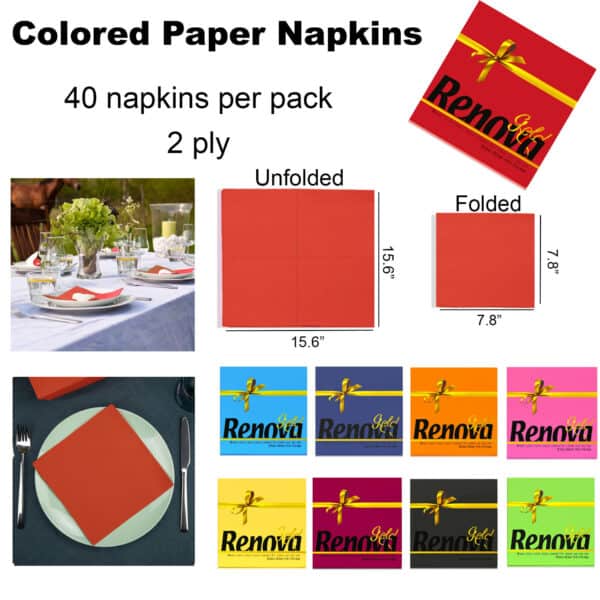 Red premium paper napkins Gold