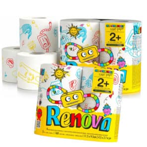 Kids Toilet Paper 2-Pack | Renova | 3-Ply Rolls