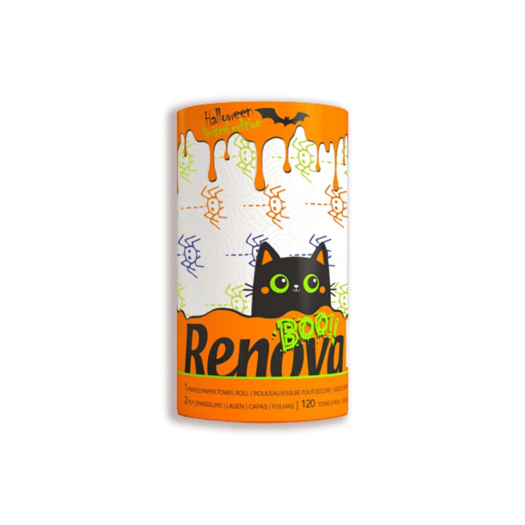 Renova Halloween Kitchen Paper Towel Jumbo Roll 2-Ply 120 Sheets