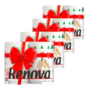 Christmas Toilet Paper 4-Pack | Renova | 3-Ply Rolls