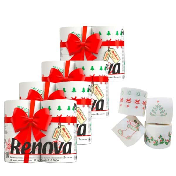 Renova Christmas Toilet Paper 16 Rolls 160 Sheets/Roll 4 packs