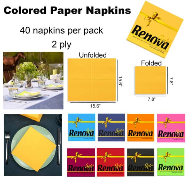 Set 4 amarillo servilletas cuadrado almuerzo papel 2 capa desechable verano picnic fiesta al aire li