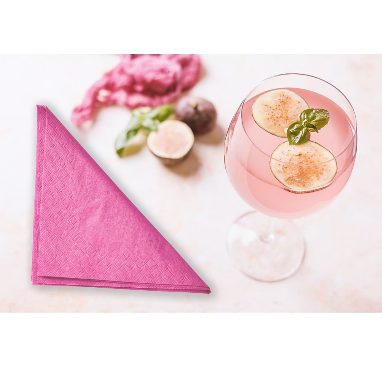 180 pack pink color Paper material Cocktail napkins 2-ply construction Sleek design Sophisticated