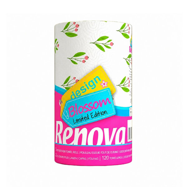 Renova Blossom Kitchen Jumbo Roll 2-Ply 120 Sheets, Printed Design