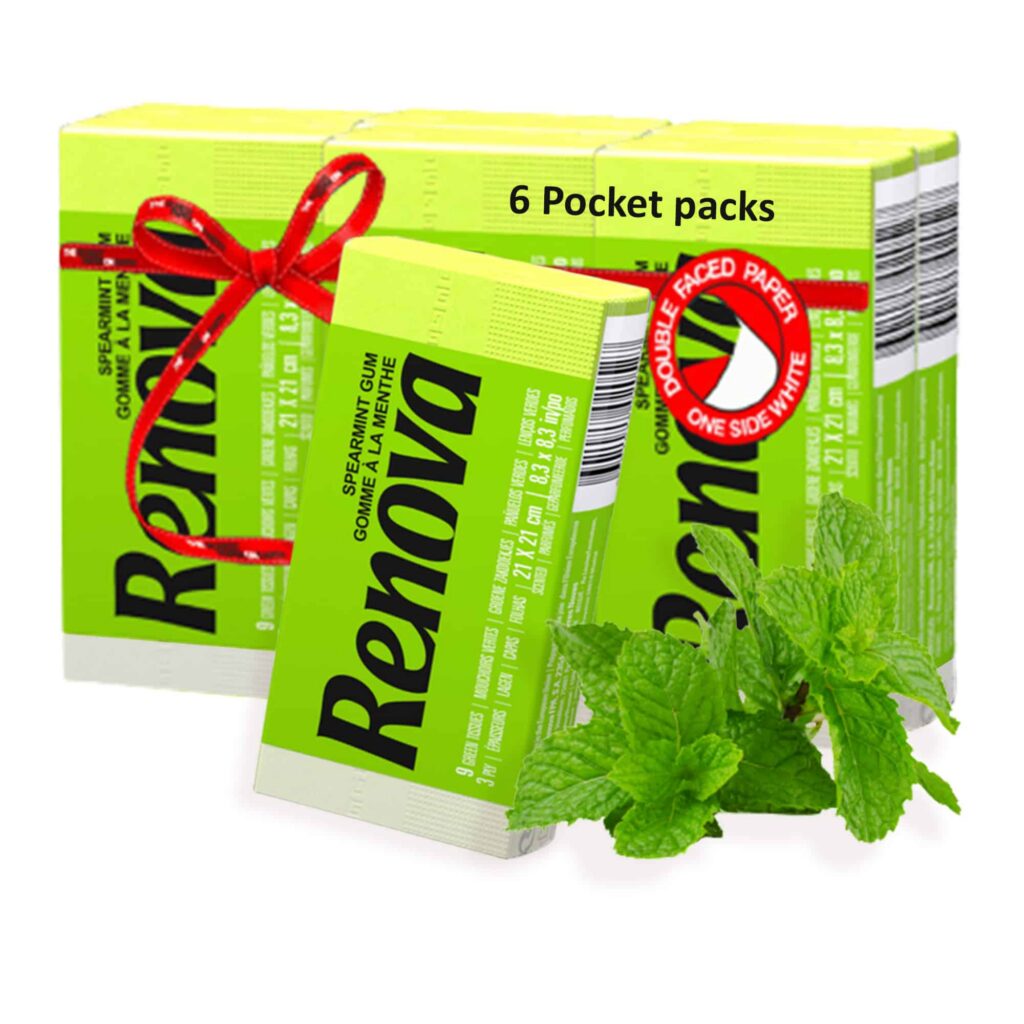 Green Spearmint Scented Facial Tissue 3-Ply, 6 Pocket Packs of 9