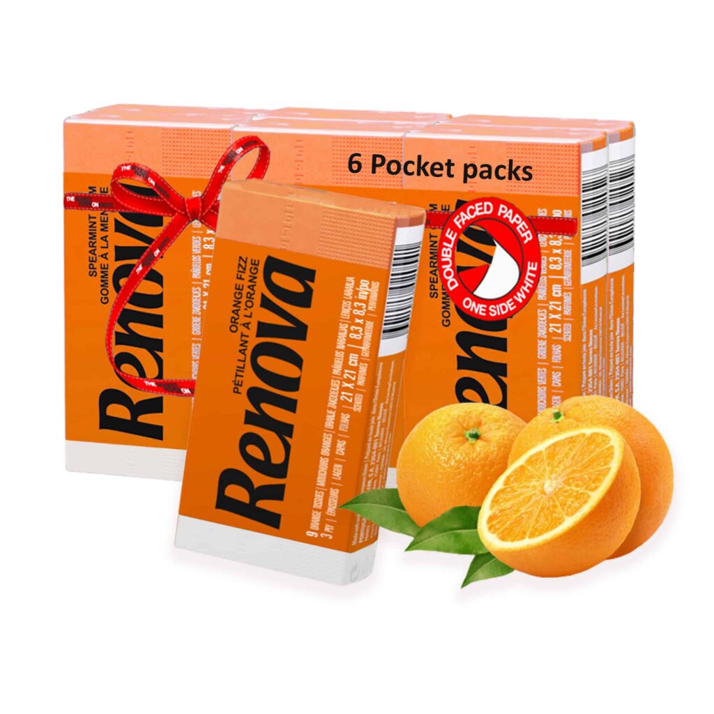 Orange Fizz Scented Facial Tissue 3-Ply, 6 Pocket Packs of 9