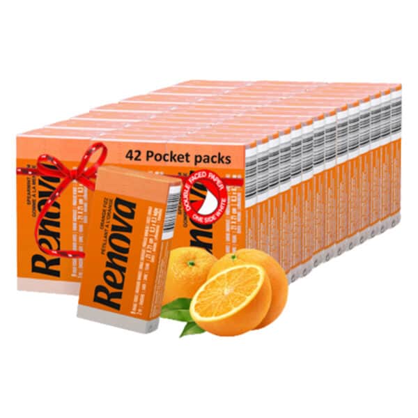 Orange Pocket Tissue 42-Pack | Renova | 3-Ply