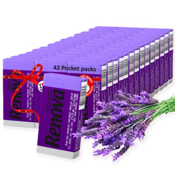 Purple Pocket Tissue 42-Pack | Renova | 3-Ply