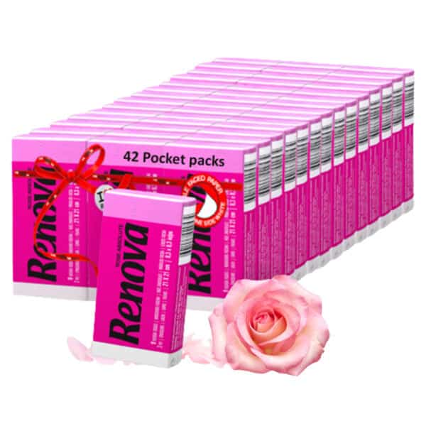Pink Pocket Tissue 42-Pack | Renova | 3-Ply