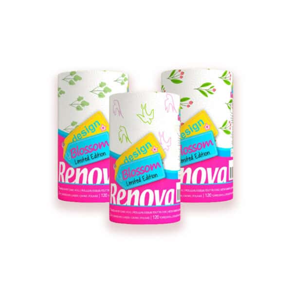 Blossom Paper Towel 3-Pack | Renova | 2-Ply Jumbo Roll