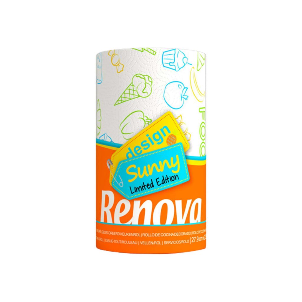 Renova Sunny Kitchen Roll 2-Ply 120 Sheets, Printed Design