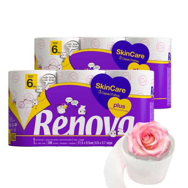 Skin Care Toilet Paper 2-Pack | Renova | 3-Ply Rolls