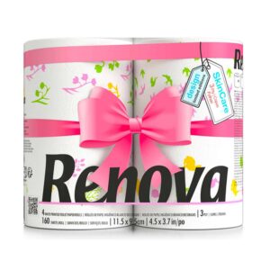 Experience the Vibrant Beauty of Renova Design Spring Limited Edition Toilet Paper | Floral & Colorful Illustrations | White Paper for a Fresh Look | 160 Sheets per Roll | 4 Rolls per Pack | FSC? Certified | Embrace Responsible Forest Management