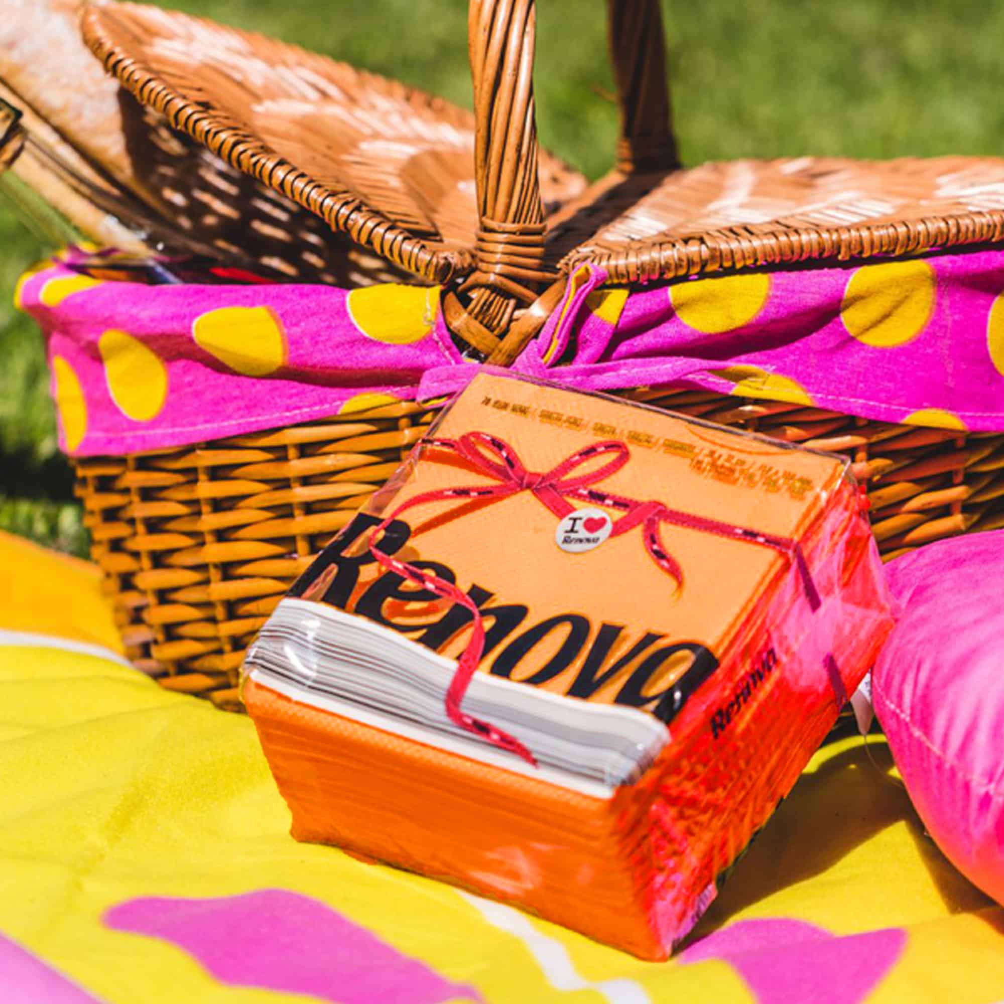 Orange Paper 1-Ply Napkins Picnic Basket