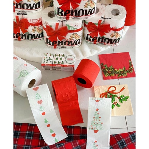 Merry Christmas Decorated Home Bathroom Christmas Toilet Paper Rolls