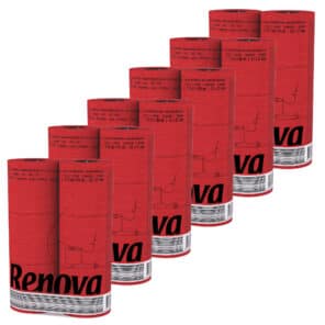 Red Toilet Paper 6-Pack | Renova | 3-Ply Rolls