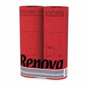 Red Toilet Paper Pack | Renova | 3-Ply Rolls