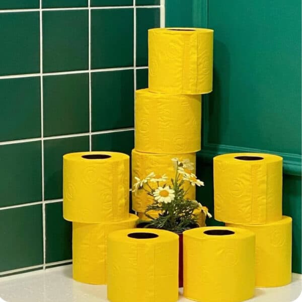 Papel higiénico amarillo 5 paquete | Renova | Rollos de 3 capas