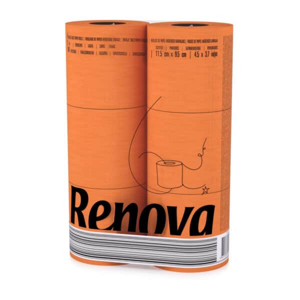 Orange Toilet Paper Pack | Renova | 3-Ply Rolls