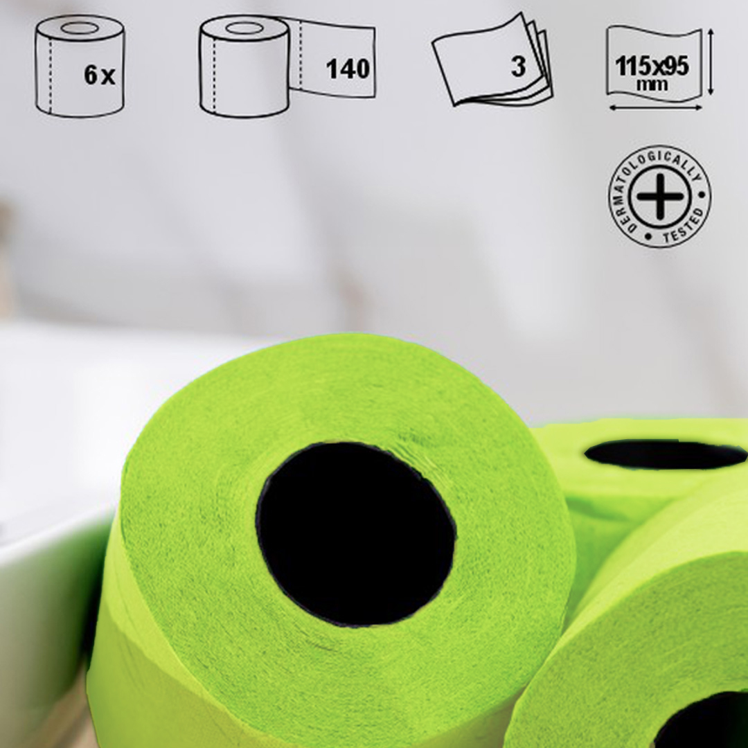 Lime-Green-Toilet-Paper-3-Ply-6-Rolls-Pack-140-Premium-Quality-Sheets