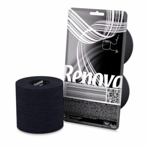 Economical Pack: 2 Rolls of Renova Black Toilet Paper - 3 Thicknesses, 140 Sheets Each - Dermatologically & Gynecologically Tested - Ecolabel Certified. Perfect for Joyful Conversations!