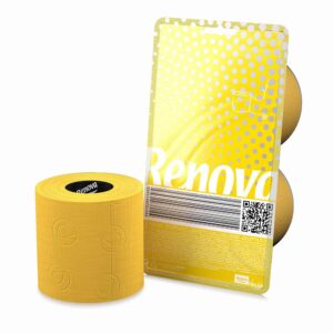 Budget-Friendly Happiness: 2 Renova Yellow Toilet Paper Rolls - A Conversation-Stimulating Bundle! 3-Ply, 140 Sheets - Dermatologically and Gynecologically Verified - Ecolabel Accredited