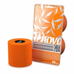 Economical Delight: 2 Renova Orange Toilet Paper Rolls - A Conversation-Boosting Bundle! 3-Ply, 140 Sheets - Dermatologically and Gynecologically Verified - Ecolabel Endorsed