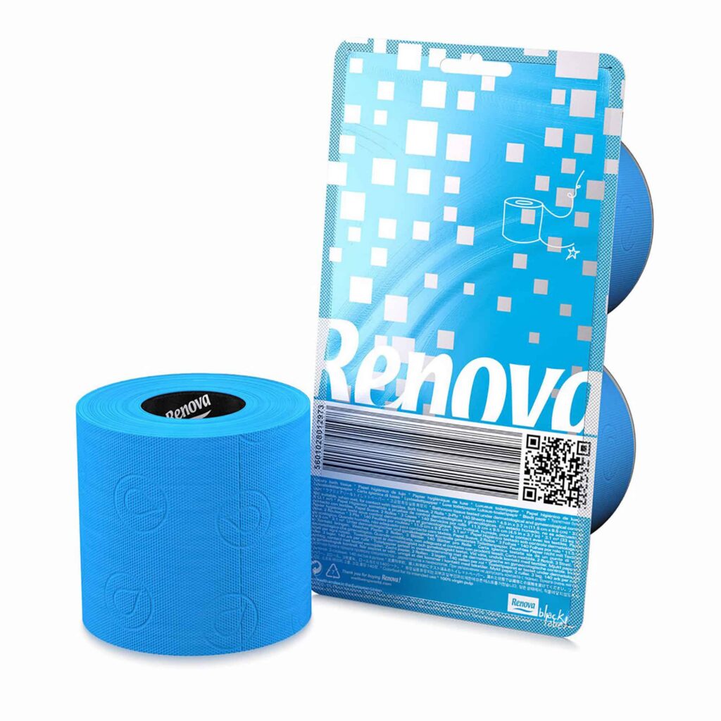 Blue Toilet Paper 3-Ply, 2 Rolls, 140 Sheets Each, Premium Tissue