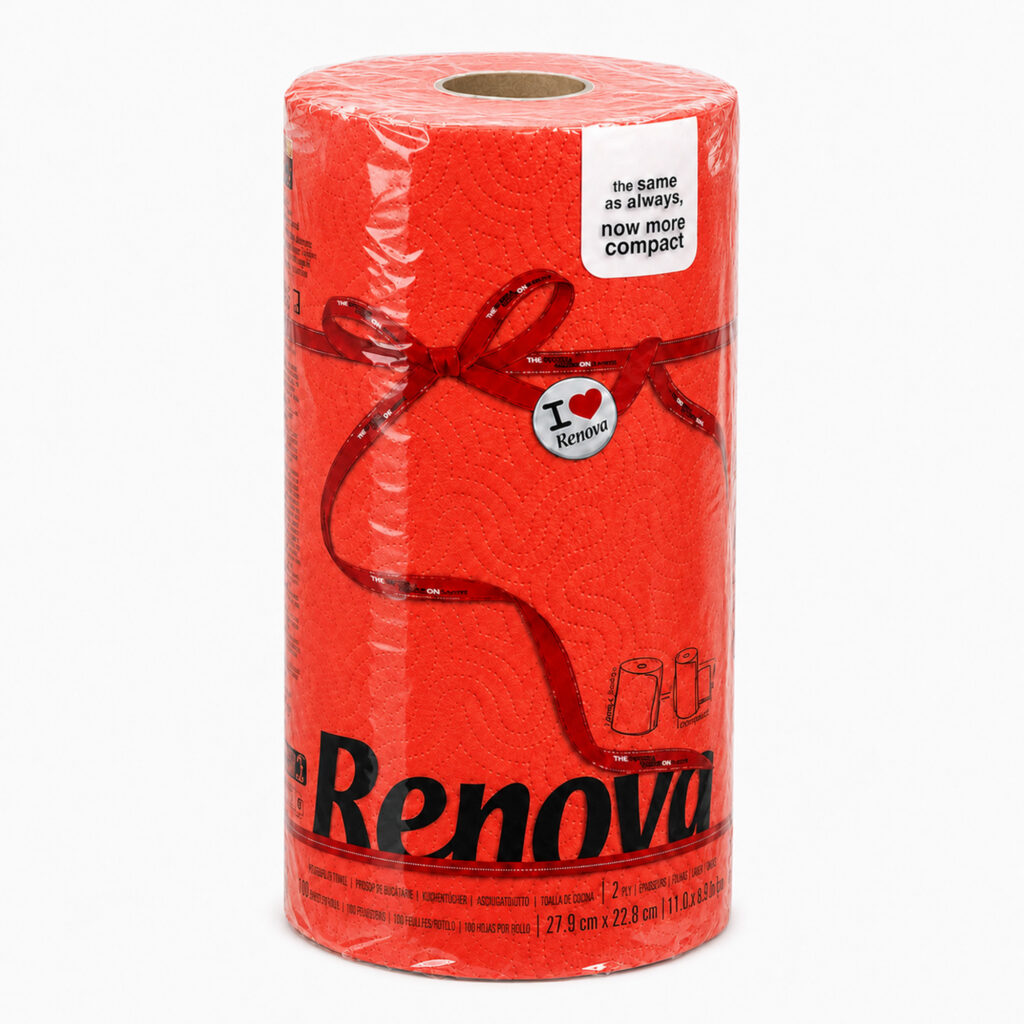 Renova Red Paper Towel Roll 2-Ply 120 Sheets, Compact