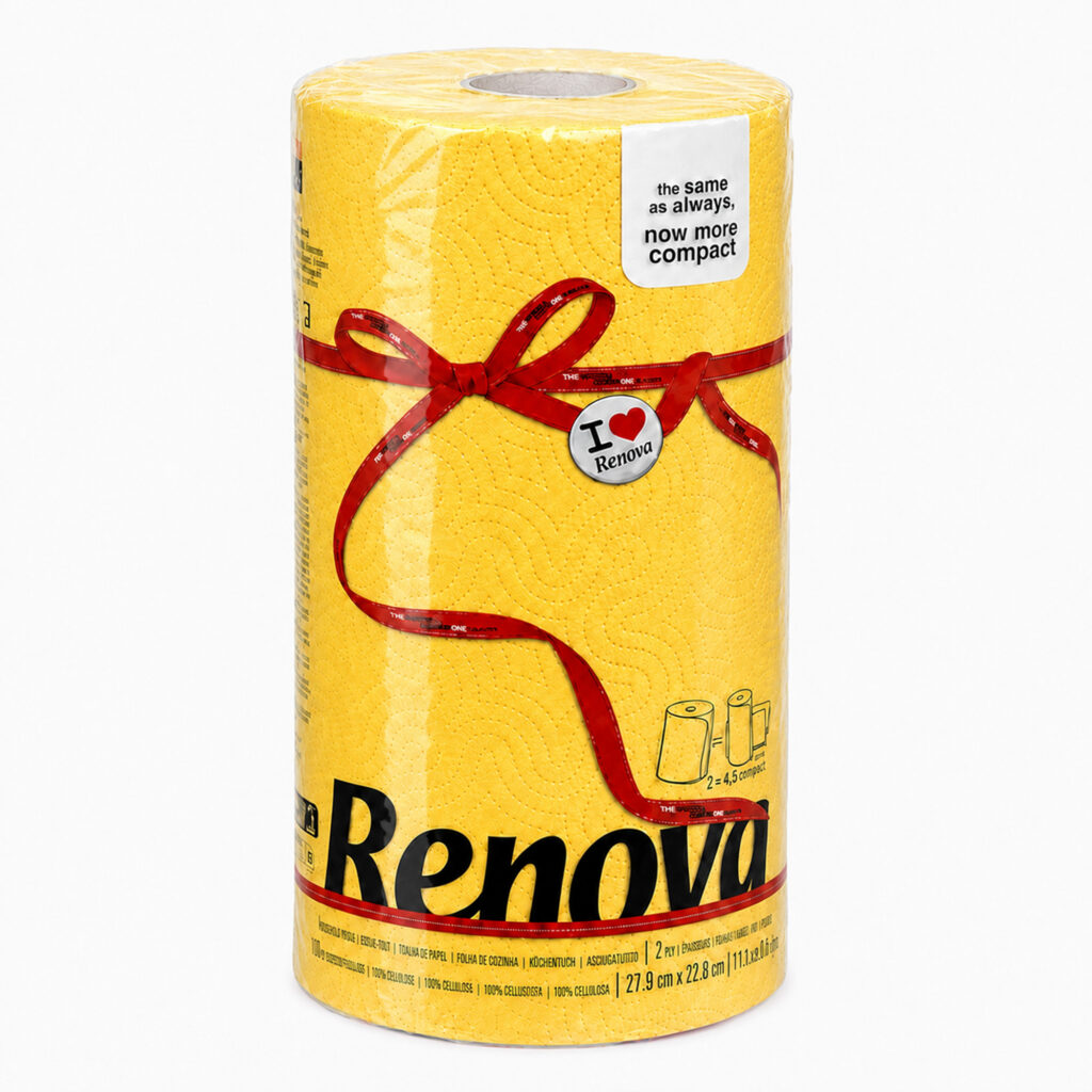 Renova Yellow Paper Towel Roll 2-Ply 120 Sheets, Compact
