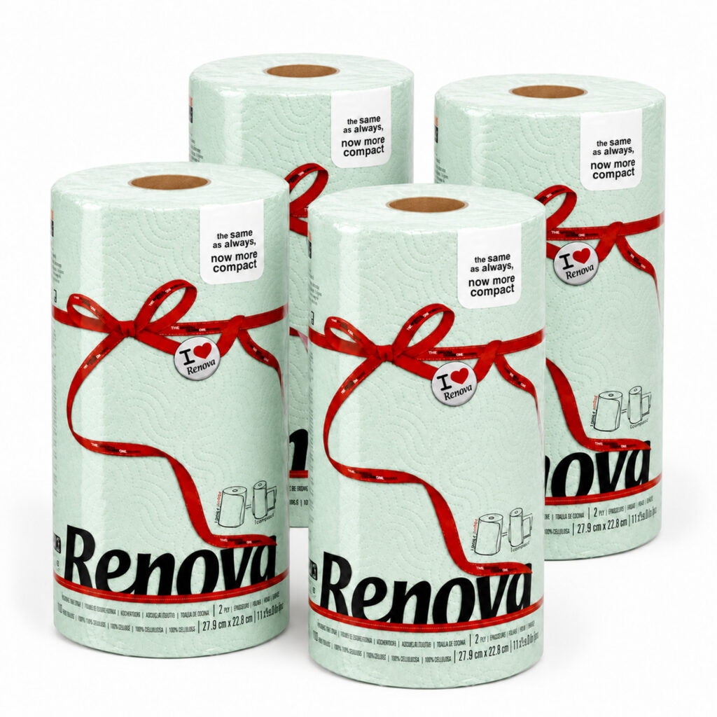 Renova Mint Paper Towel Rolls 2-Ply 120 Sheets, 4 Rolls