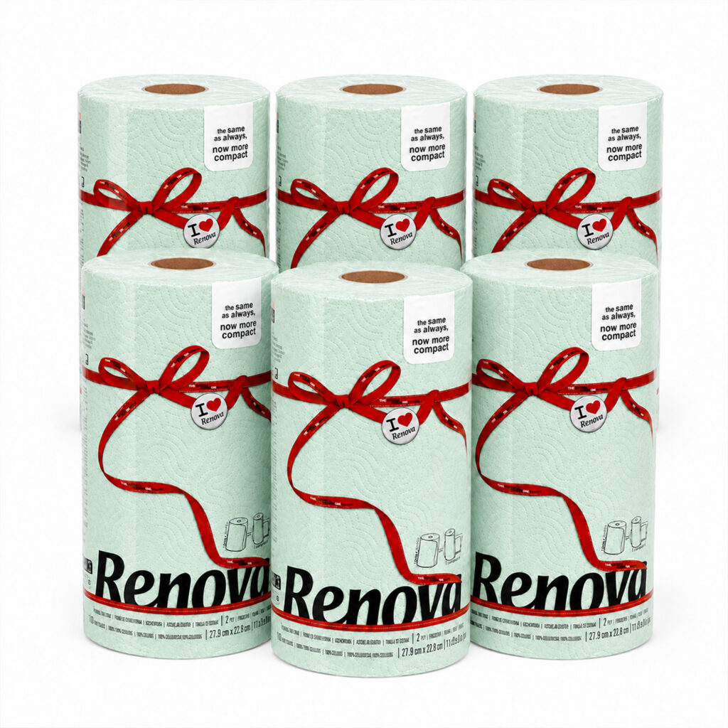 Renova Mint Paper Towel Rolls 2-Ply 120 Sheets, 6 Rolls