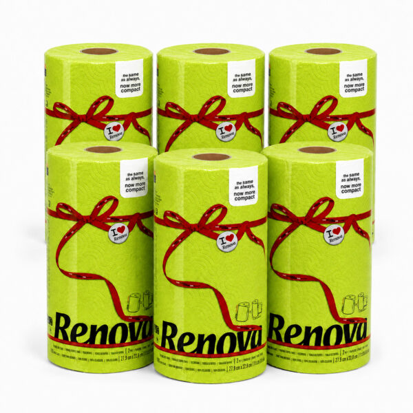 Renova Lime Green Paper Towel Rolls 2-Ply 120 Sheets, 6 Rolls