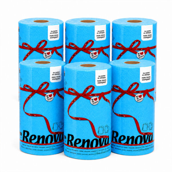 Renova Blue Paper Towel Rolls 2-Ply 120 Sheets, 4 Rolls