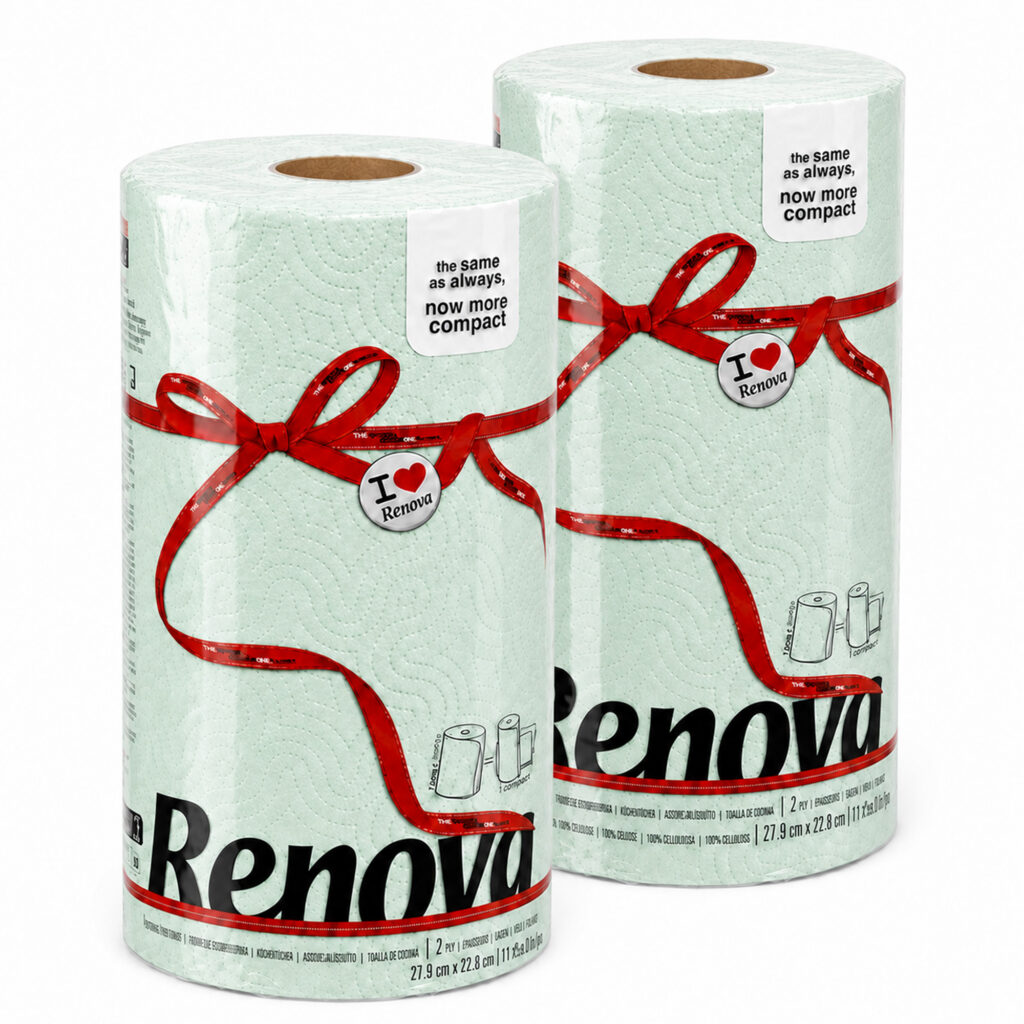 Renova Mint Paper Towel Rolls 2-Ply 120 Sheets, 2 Rolls