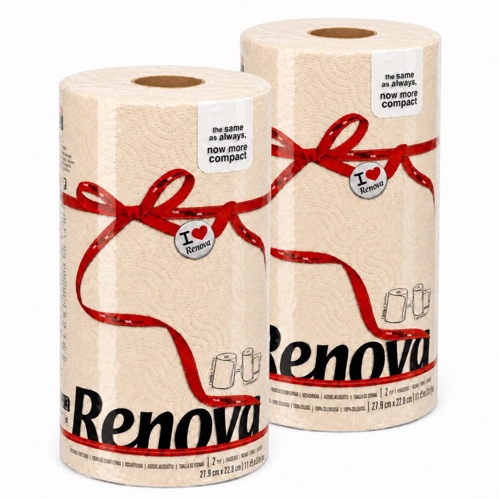Renova Cream Paper Towel Rolls 2-Ply 120 Sheets, 2 Rolls
