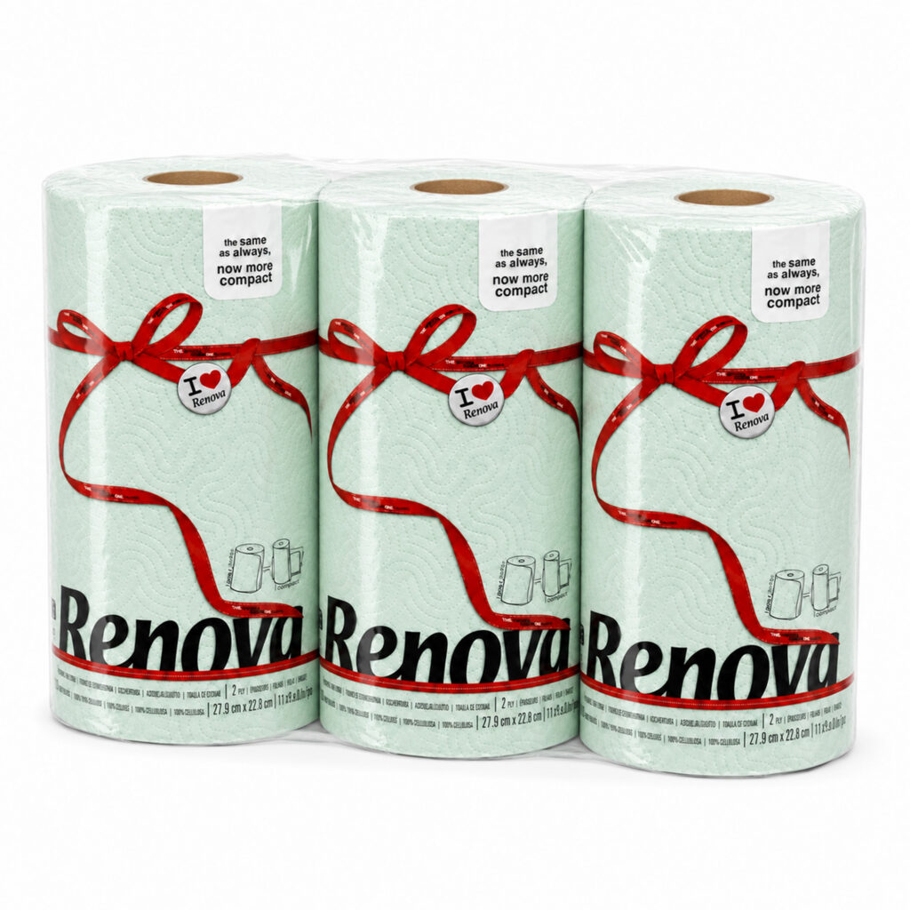 Renova Mint Paper Towel Rolls 2-Ply 120 Sheets, 3 Rolls