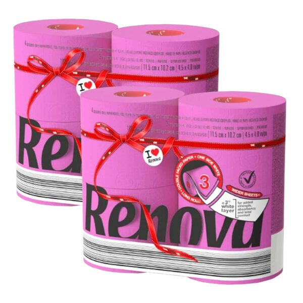 Renova light pink 3 ply toilet paper-Pack | Renova | 3-Ply Rolls